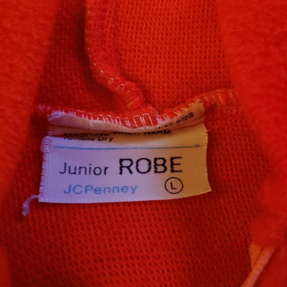 70s Red Hooded Fleece Robe - Picture 4 of 5